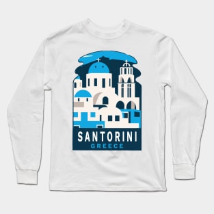 Vintage Style Santorini Decal Long Sleeve T-Shirt